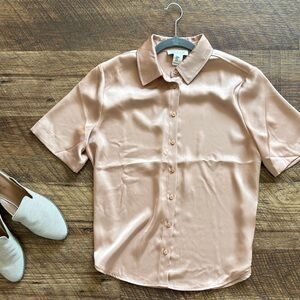 Rachel Zoe Gold/Tan Satin Blouse